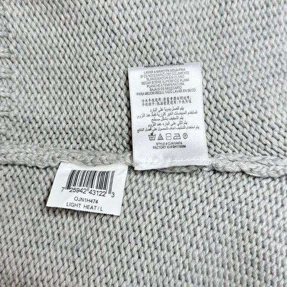 BCBGMAXAZRIA Chunky Sweater Sz.L Gray Wool Blend Boho Chic Coastal Cableknit - Picture 9 of 10